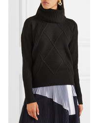 Kenzo Convertible Wool Turtleneck Sweater Black