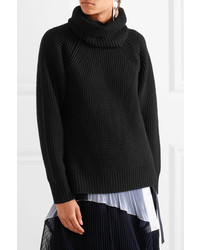 Sacai Oversized Wool Turtleneck Sweater Black