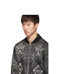 Alexander McQueen Black And White Ivy Lace Bomber Jacket