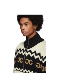 Gucci Black Wool Mirrored Gg Zip Up Sweater