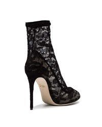 Dolce & Gabbana Black 110 Lace Peep Toe Ankle Boots