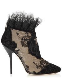 Jimmy Choo Kamaris Black Lace With Suede Ankle Booties