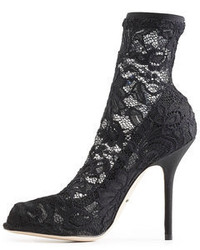 Dolce & Gabbana Lace Peep Toe Ankle Boots