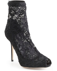 Dolce & Gabbana Lace Peep Toe Ankle Boots