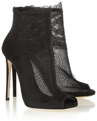 Dolce & Gabbana Lace Trimmed Net Ankle Boots