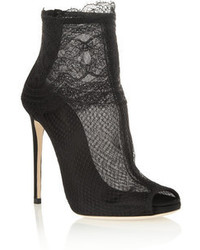 Dolce & Gabbana Lace Trimmed Net Ankle Boots