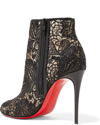 Christian Louboutin Miss Tennis 100 Guipure Lace Ankle Boots Black