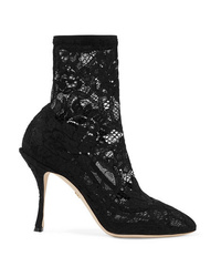 Dolce & Gabbana Stretch Lace And Tulle Sock Boots