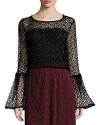 Romeo & Juliet Couture Bell Sleeve Lace Top Black
