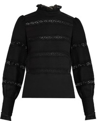 Etoile Isabel Marant Isabel Marant Toile Lace Trimmed Long Sleeved Cotton Top