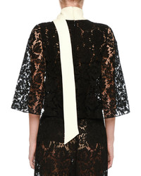 Valentino Lace Cape Top With Contrast Scarf Black