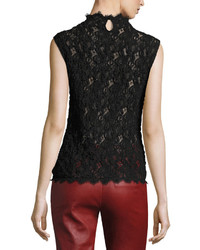 Helmut Lang Lace Embossed Shell Top Black
