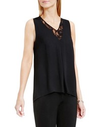 Vince Camuto Lace Inset V Neck Highlow Blouse