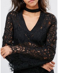 Boohoo Lace Top With Choker Detail