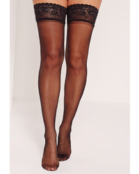 Missguided Lace Top Hold Ups Black