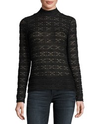 Laundry by Shelli Segal Mock Neck Lace Top Black