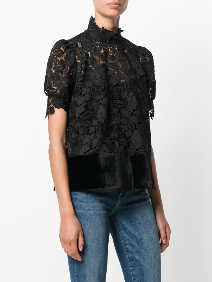 No.21 No21 Lace High Neck Blouse, $472 | farfetch.com | Lookastic