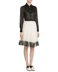 RED Valentino Red Valentino Silk Blouse With Lace Trim