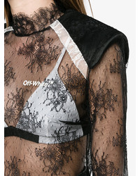 Off-White Sheer Lace High Neck Top