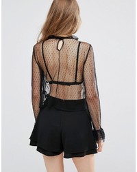 Asos Top In Lace With Sequin Flower Embellisht