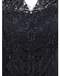 Black Contrast Lace V Neck Bodycon Dress