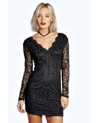 Boohoo Esther Long Sleeve Lace Bodycon Dress