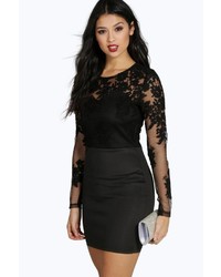 Boohoo Boutique Mel Corded Lace Long Sleeve Bodycon Dress
