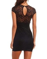 Charlotte Russe Cap Sleeve Deep V Bodycon Lace Dress