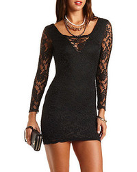 Charlotte Russe Cowl Back Bodycon Lace Dress