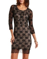 Charlotte Russe Open Back Lace Overlay Bodycon Dress