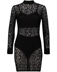 Boohoo Emiko High Neck All Over Lace Bodycon Dress