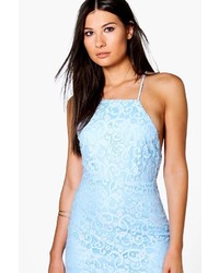 Boohoo Frey All Over Lace Cross Back Bodycon Dress