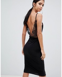 Missguided Lace Open Back Midi Dress In Black