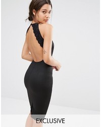 Missguided Lace Trim Open Back Bodycon Dress