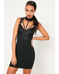 Missguided Black Lace Cami Choker Bodycon Dress