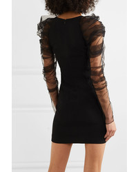 Cushnie Ruched Tulle And Cady Mini Dress
