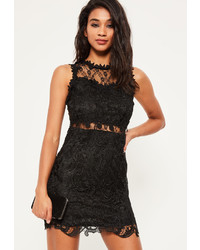 Missguided Store Copy Black Lace And Mesh Bodycon Dress