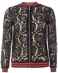 Dorothy Perkins Black Tipped Lace Knitted Bomber Jacket
