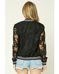 Forever 21 Embroidered Lace Bomber Jacket