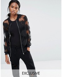 Missguided Embroidered Mesh Bomber Jacket