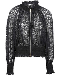 Stella McCartney Frilled Floral Lace Bomber