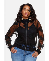 Fashion to Figure Jamie Floral Mesh Lace Bomber Jacket