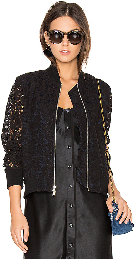 black lace bomber jacket