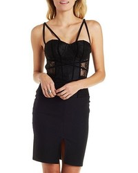 Charlotte Russe Caged Corset Top With Velvet Trim