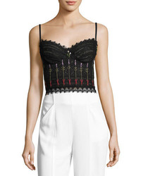 Alexander McQueen Floral Embroidered Lace Bustier Black