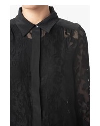 7 For All Mankind Shirred Lace Blouse In Black