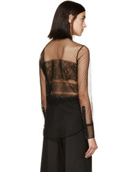 Valentino Black Dotted Lace Blouse