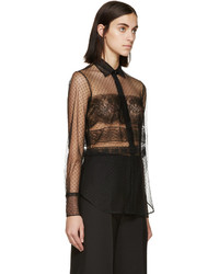 Valentino Black Dotted Lace Blouse