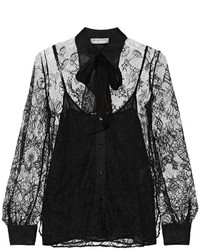 Emilio Pucci Pussy Bow Chantilly Lace Blouse