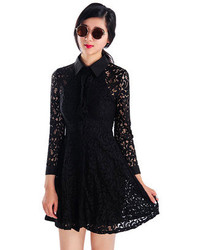 Choies Luxury Black Lace Long Sleeves Dress